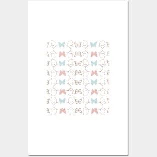 Butterflies Cute Simple Adorable  Pastel Pattern Design Posters and Art